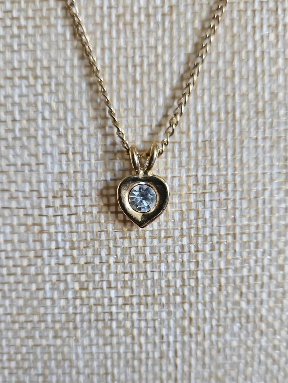 Heart Pendant Necklace with Clear Stone
